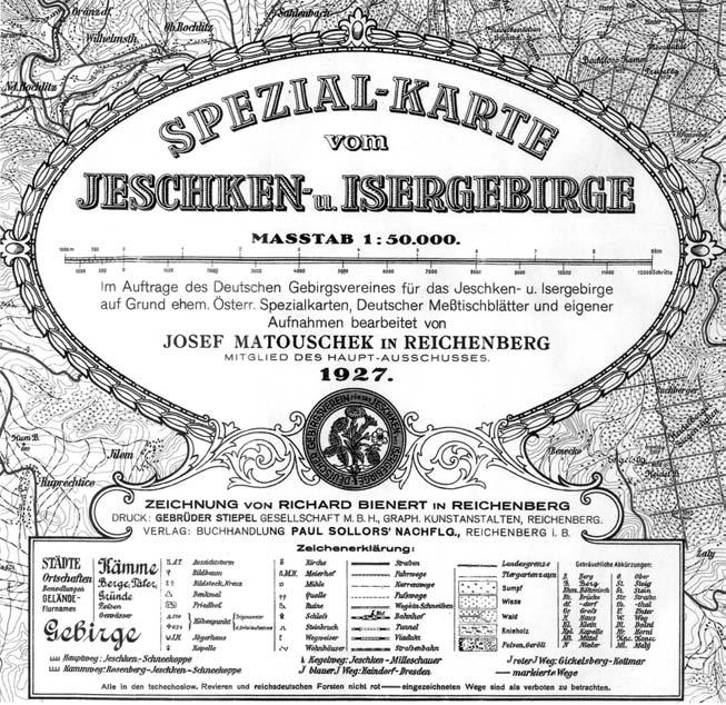 Matouschkova mapa Když byl v roce 2000 vydán reprint slavné Matouschkovy speciální mapy Ještědských a Jizerských hor z roku 1927, jednalo se opravdu o revoluční vydavatelský počin Horského spolku;