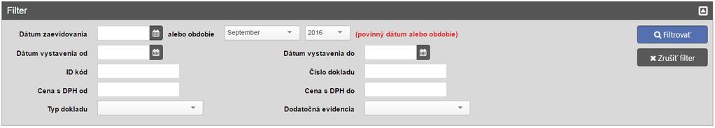 Strana 51 / 110 Dodatočná evidencia (Podnikateľ vyberá z možností Áno, Nie. Áno, ak bol doklad dodatočne zaevidovaný (paragón)).