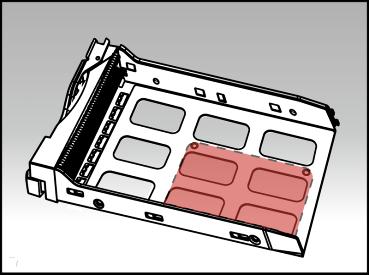 Instalace 2.5 pevného disku a SSD: Vložte pevný disk doleva dozadu a zajistěte jej čtveřicí šroubků.