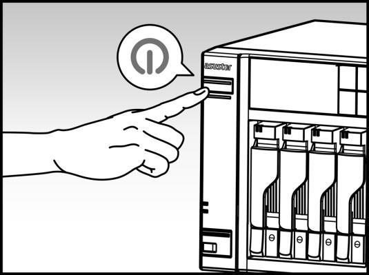 Za chvíli se rozsvítí modrá LED dioda, což bude značit zapnutí NAS server.