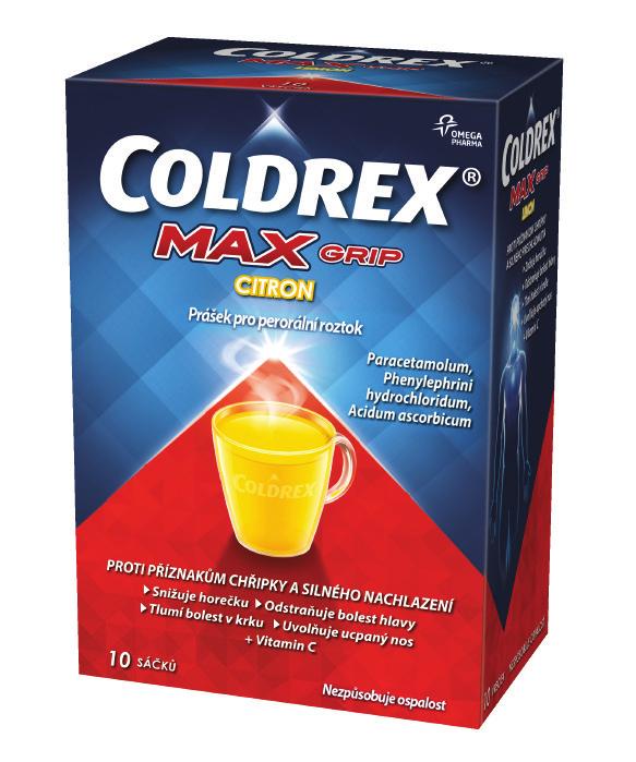 COLDREX MAXGRIP CITRON COLDREX MAXGRIP LESNÍ OVOCE Balení 10 sáčků Horký nápoj s kombinací 3 účinných látek, který uleví od příznaků chřipky a