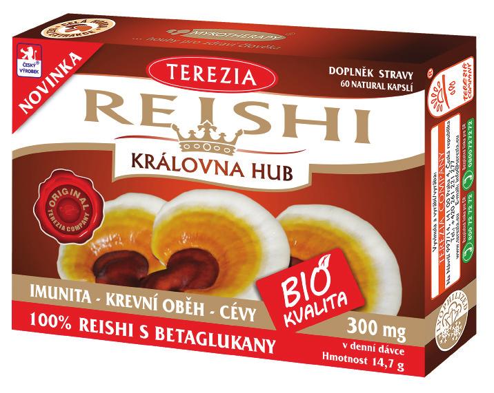 TEREZIA REISHI 100% houbový přípravek bez příměsí. Obsahuje všechny aktivní látky celé reishi, které působí ve vzájemné harmonii.