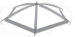 6. Montáž výrobku: Materiál zastrešenia: 7. Plášť (A, B) - 210T Polyester (UV 50+) vodeodolnosť 450 mm/cm2 + PVC 8. Strieška (B) 9. Tyč ( C ) - oceľ ø 19 mm 10.