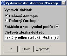 daňového opravného dokladu (dobropis, ťarchopis) a zložky kde sa má opravný