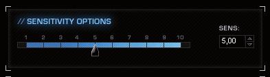 MAIN CONTROL Sensitivity Options (Volby citlivosti) Slouží k nastavení citlivosti ukazatele myši. Na stupnici od 1,00 do 10,00 lze citlivost nastavit s přesností na setiny.