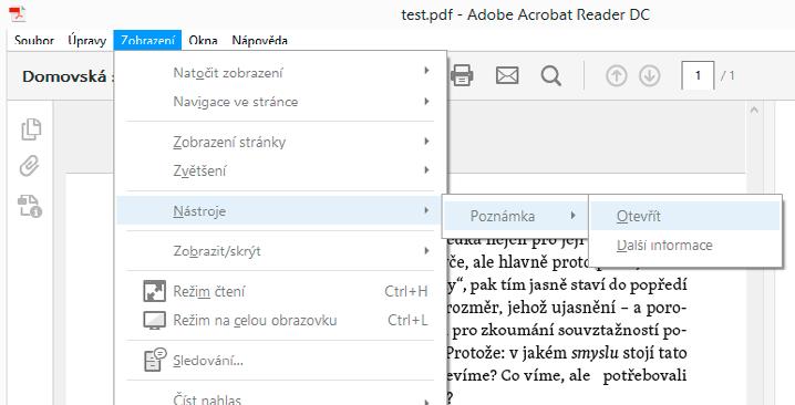 přes panel Poznámka (11; v anglické verzi Comment) či Nástroje