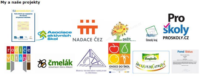 9.8 Naše projekty * Ovoce do škol * Škola plná zdraví * Čmelák * Pažit * Pro školy * Čas proměn * Čtení pomáhá * Rozvoj technického