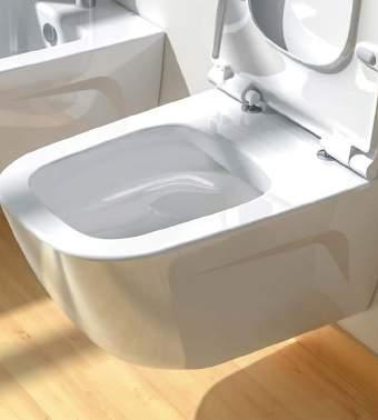Inovativní splachovací záchod bez splachovacího okraje se také mimořádně snadno čistí a zlepšuje hygienu.