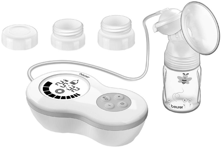 5. Popis přístroje 5 6 7 3 2 10 8 1 9 4 1 Odsávačka mateřského mléka s displejem 6 Adaptér pro NUK 2 Nástavec na odsávačku včetně silikonové 7 Adaptér pro Avent membrány a silikonového ventilu 3
