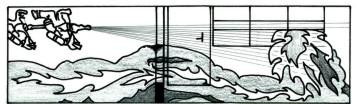 Obr. 9. Příklad odvalování plamene pod stropem (ROLLOVER).