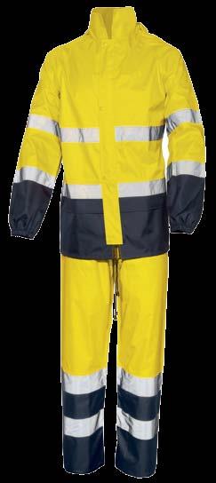 (barva 047 oranžová neon / modrá a 048 neon žlutá / modrá) EN20471 (3) - EN343 (3 1) Nepromokavá bunda a certifikované kalhoty s vysokou