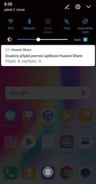 Připojení zařízení Huawei Share Používání funkce Huawei Share pro odesílání souborů: Vyberte soubor, který chcete sdílet, a klepněte