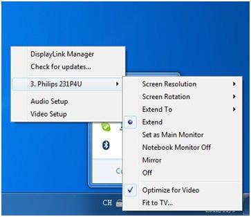 Windows Vista, Windows XP Ovládání zobrazovače Po připojení zařízení se v oznamovací