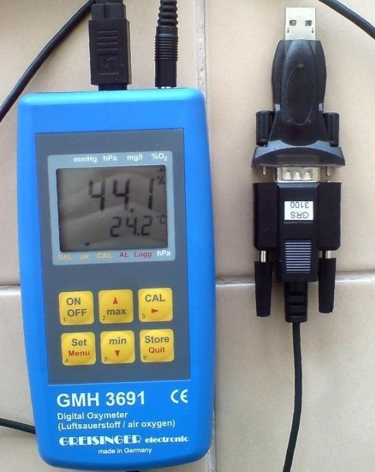 3 Možnosti přístroje GMH 3691 Digitální měřicí přístroj GMH 3691 byl pořízen pro sledování koncentrace kyslíku [vol. %] zachyceného do kyslíkového krytu.