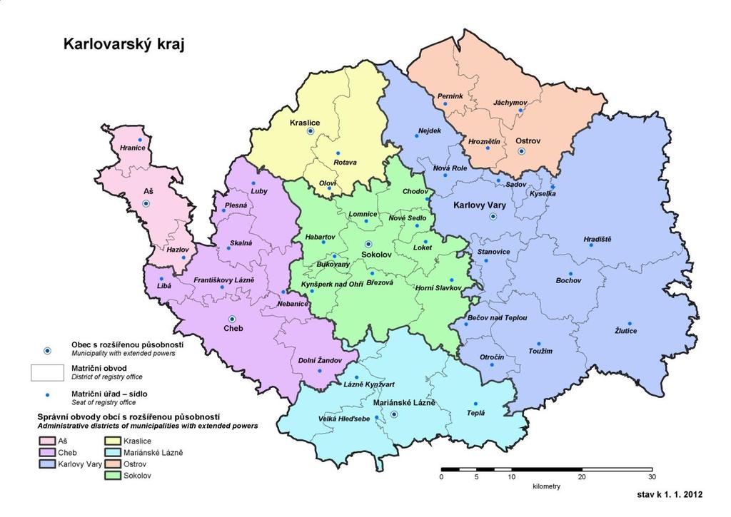 Obrázek 2: Správní členění, Karlovarský kraj, zóna CZ04 Severozápad, v členění podle ORP Zdroj: ČSÚ (http://www.czso.cz/csu/2012edicniplan.nsf/t/d00034e6ff/$file/130212m06.jpg)http://www.czso.cz /csu/2012edicniplan.