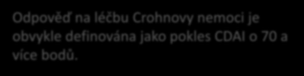 Odpověď na léčbu Crohnovy nemoci je obvykle definována jako pokles CDAI o 70 a více bodů.