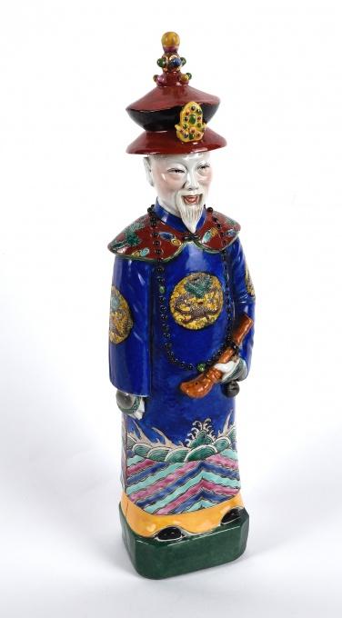 013 19. století Figura státního úředníka Čína, porcelán s ruční malbou, v.
