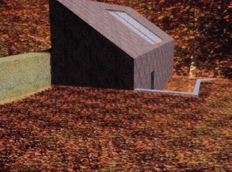 Obr. 52 Cimburk hrad. Na základě geodetického zaměření vytvořená 3D vizualizace jedné z variant kastelánského domku projektovaného studenty Fakulty architektury VUT v Brně pod vedením ing. arch. J.