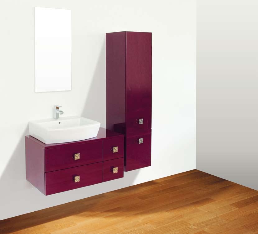 KOUPELNOVÝ NÁYTEK - LK JK, VIOLETO VIOLETO 1 Koupelnová skříňka Violeto 85 s vybraným umyvadlem Roca Hall 7327881000, doplňková skříňka Violeto V 35 a zrcadlo Tom 40 Z.