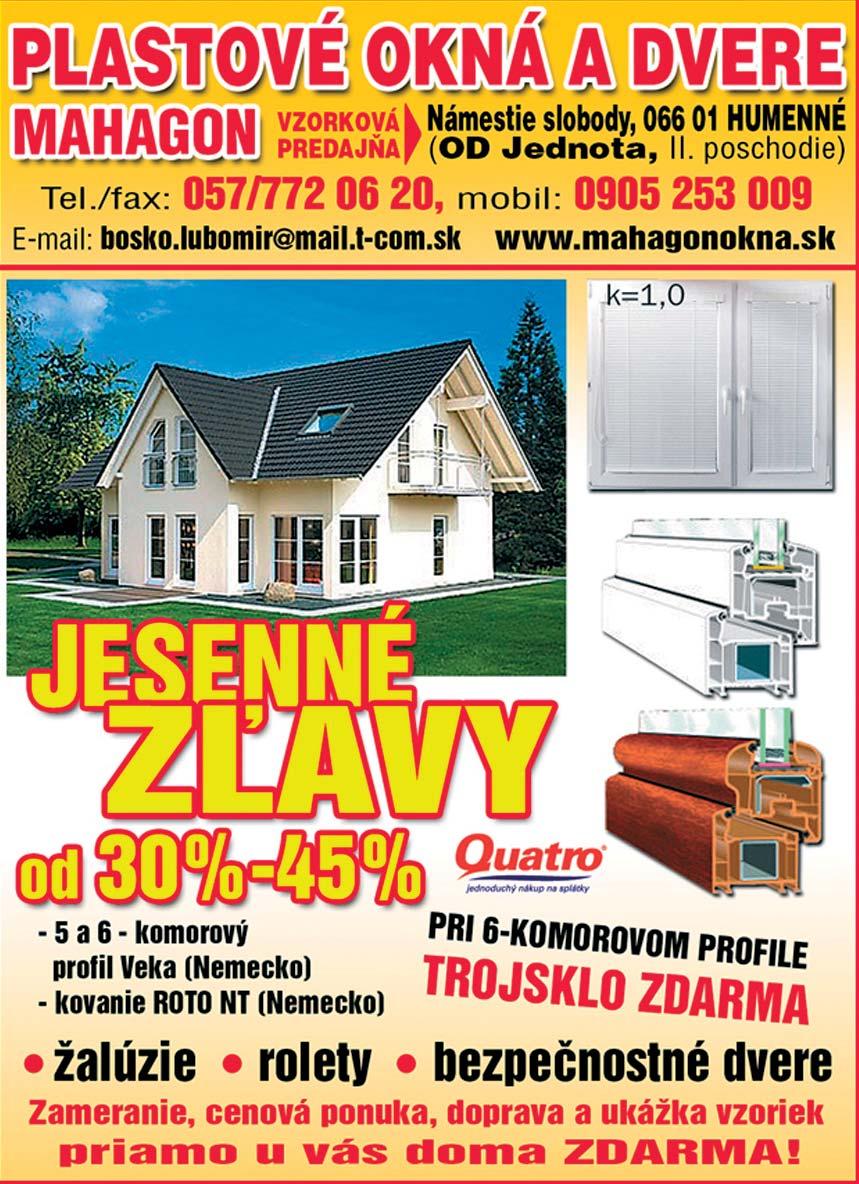 Podvihorlatské noviny Publicistika/Inzercia 7 Vydavateľ: FAMM PRESS, s.r.o. HUMENNÉ 6. 9. 2010 V ZBOJI OSTALI ŠKOLSKÉ LAVICE PRÁZDNE Žiaci ZŠ Hrnčiarska sa budú učiť v zrekonštruovaných priestoroch.