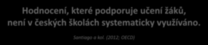 Proč se formativním hodnocením zabýváme II. Hodnocení, které podporuje učení žáků, není v českých školách systematicky využíváno. Santiago a kol.