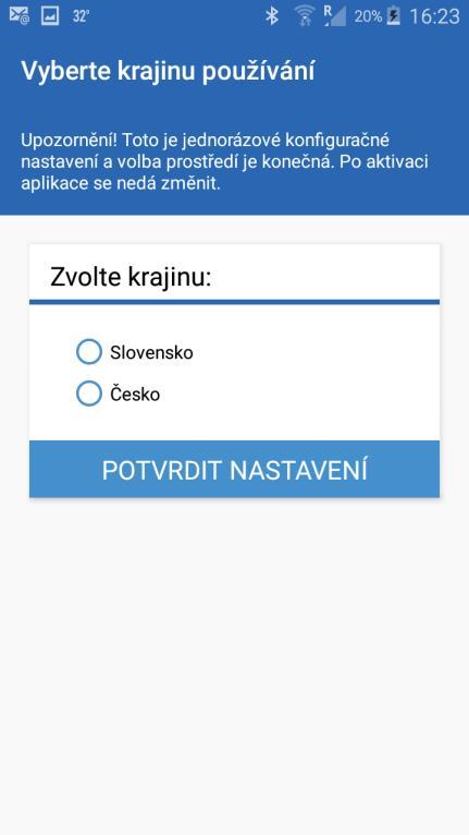 Instalace a nastavení Instalace Instalační soubor nahrajte do zařízení a spusťte Instalační soubor STÁHNOUT ZDE Postup nastavení aplikace Zvolte krajinu ve které bude zařízení používáno Volbou se