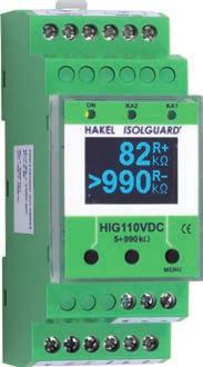 DC aplikace Hlídač izolačního stavu ISOLGUARD HIG110VDC Hlídač izolačního stavu z produkce firmy HAKEL typ ISOLGUARD HIG110VDC je určen k monitorování izolačního stavu stejnosměrných IT soustav s