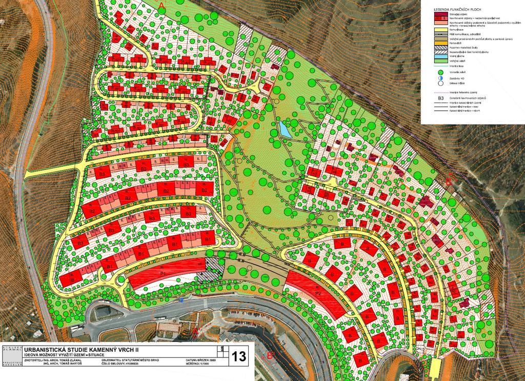Kamenný vrch II Urbanistická studie, Atelier Zlámal, r.