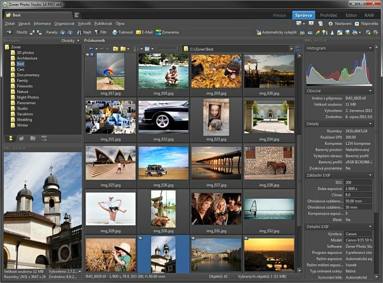 Prostředí programu Prostředí programu Zoner Photo Studio se skládá ze čtyř hlavních modulů: Správce, Prohlížeč, Editor a RAW, mezi kterými je možno přepínat pomocí tlačítek v pravé horní části