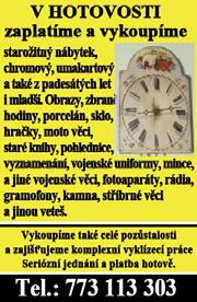 00 hod. Tel.: 602 510 465 Přijmeme brigádníky na stříhání stromků, více info na uvedeném tel. Z důvodu velké rekonstr. parku u lázní prodám objekt (stánek) zařízený k dalšímu využití. (nově rozvod el.