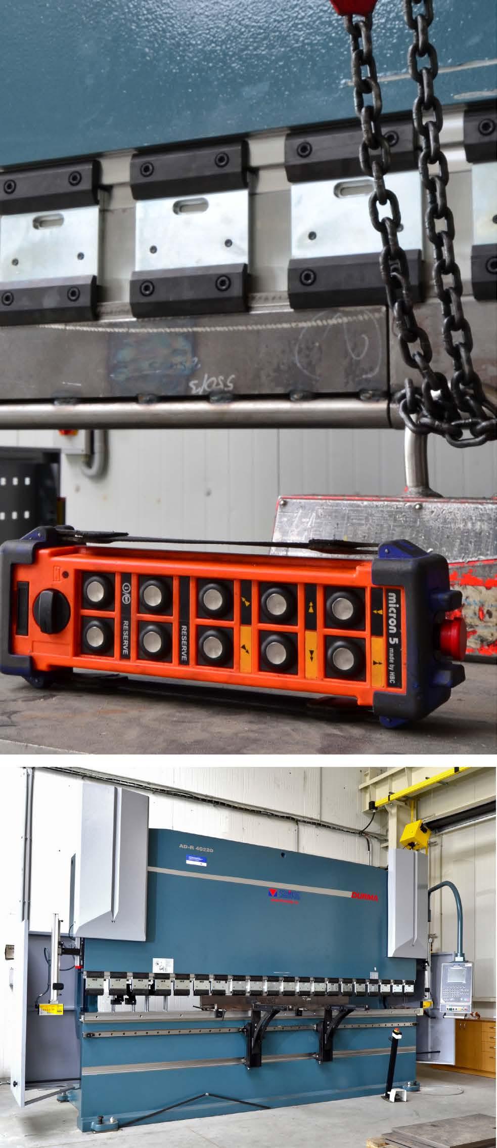 TVÁŘENÍ 7 STROJ: AD_R 40220 VÝROBCE: Durmazlar Makina San A.Ş. Ohraňovací lis AD-R má 4 CNC řízené osy Y1, Y2 polohování beranu, X polohování zadního dorazu, R výškové nastavení palců zadního dorazu).