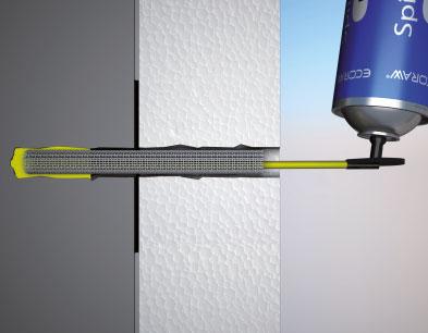 2. Vložení kotvy Spiral Anksys Pří vkládání kotvy se použije aplikační přípravek ECORAW s distančním prstencem, který zajišťuje uložení kotvy do patřičné hloubky.