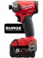 M18 FQID M18 FUEL SURGE 1/4 HEX HYDRAULICKÝ RÁZOVÝ UTAHOVÁK The M18 FUEL SURGE 1/4 Hex hydraulický rázový utahovák je nejtišší akumulátorové řešení pro upevňování na trhu FLUID-DRIVE hydraulický