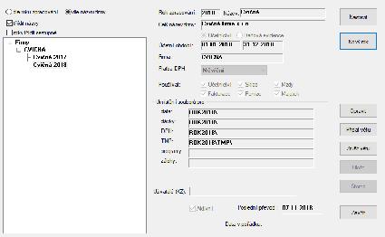 Příprava prostředí pro data nového roku Datové soubory jednotlivých roků jsou uloženy v samostatných adresářích (např. ROK2017, ROK2018, ).