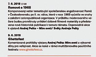5. (St) 18:00 vernisáž výstavy fotografií makedonských Romů za 1. sv. války (místo v jednání) 20:00 ALFRED VE DVOŘE divadelní představení a zase jsme spali pindral (150 Kč) 31. 5.