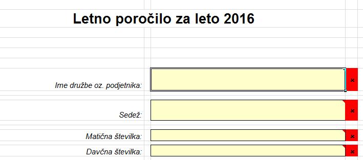 V vnosna polja se podatki lahko vnašajo direktno prek tipkovnice ali pa, če imate podatke v ustrezni AOP strukturi v drugih preglednicah ali urejevalnikih, tudi s pomočjo funkcij»izreži«in»prilepi«.