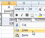 Profile Library Editor - Within Scia Engineer, put the mouse cursor on the first cell of the area A, right-click and