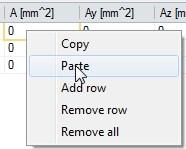 When performing grid operations note that, both in MS Excel and in the Scia Engineer grid, the context menu which is