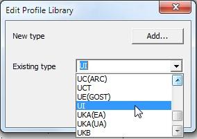 Profile Library Editor Since the file is newly created it shows only one line, which has the not specified description.