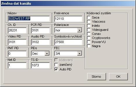 Pomocí Zobrazit můžete změnit prohlížecí režim SetEditHomecast. Je možno zvolit, zda mají být zobrazeny TV nebo radio kanály či obojí.