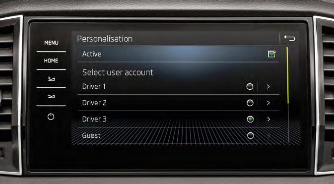 30 Komfort 31 PERSONALIZÁCIA Infotainment systém umožňuje vodičom vytvárať a ukladať