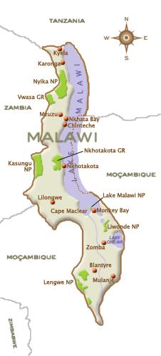 Jezero MALAWI Tanzánie Zambie Zdroj: malawitourism.