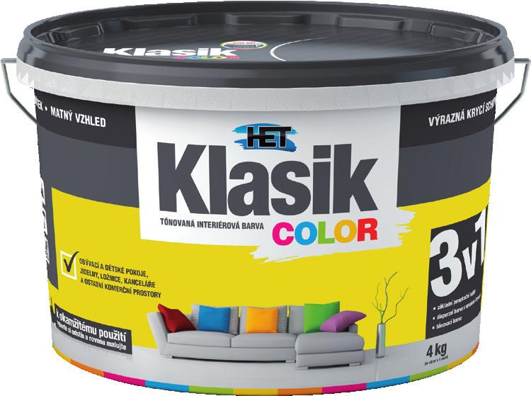 Klasik Color Tónovaná interiérová disperzní barva. Doporučujeme pro obývací a komerční prostory, dětské pokoje, jídelny, chby, kanceláře, prejní prostory.
