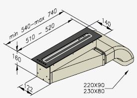 dosky štrbinový digestor (do spondej skrinky) BACH dĺžka: 51 cm (P 51) a 52 cm (P 52) materiál: čierne sklo motor: AMF10 alebo AMF13 hlučnosť: