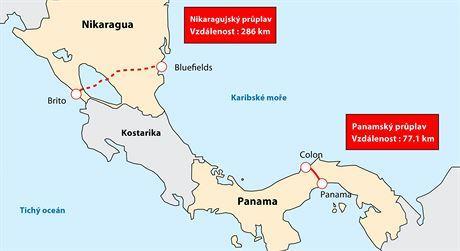 Nikaragujský průplav Nikaragujský průplav by měl v budoucnosti představovat nové spojení mezi Atlantikem a Pacifikem a konkurovat Panamskému průplavu.