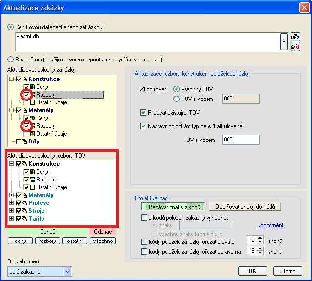 4 TVORBA CENOVÉ NABÍDKY Podobným způsobem můžete využít funkci Aktualizace také pro aktualizaci ceníkovou databází dodávanou s programem.