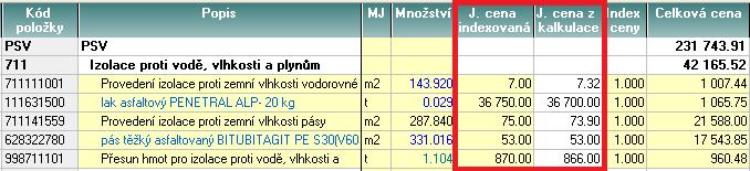 4 TVORBA CENOVÉ NABÍDKY Pokud chcete porovnat ceny rozpočtu a kalkulace po položkách, můžete v rozpočtu využít pohled S cenami z kalkulace.