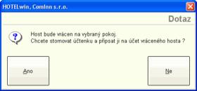 KUCHAŘKA - návody a postupy 96 Tlačítkem potvrdíte dialog o stornování účtenky. Host je vrácen na vybraný pokoj, vystavená účtenka je stornována a připsána na účet hosta.