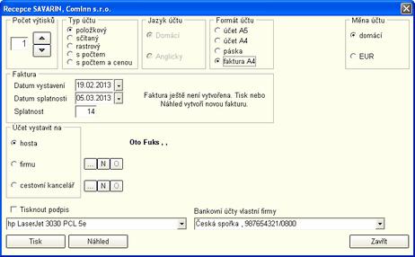 KUCHAŘKA - návody a postupy 100 4.3.16 Jak vytisknout fakturu Pro tisk faktury si v možnostech tisku vyberte ve formátu účtu "faktura A4".