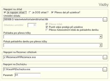 143 Recepce Savarin skladu, jméno serveru a lokální cesta k databázi na daném serveru Středisko umístění - číslo střediska skladu.